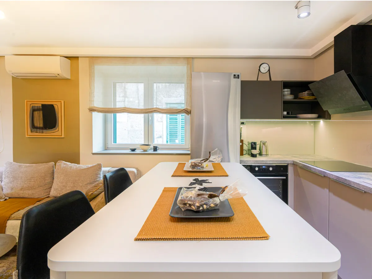 Kitchen island with a bar table